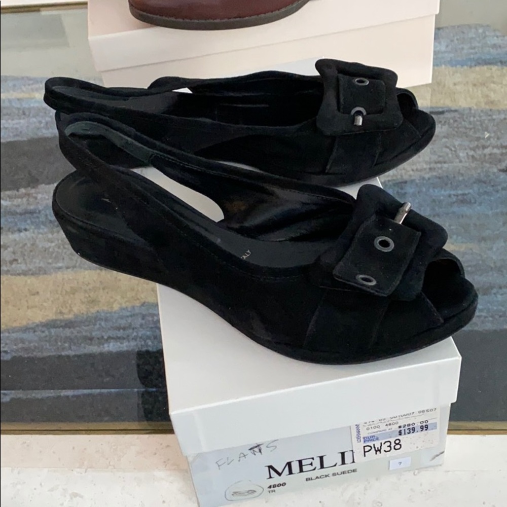 Black suede sandals